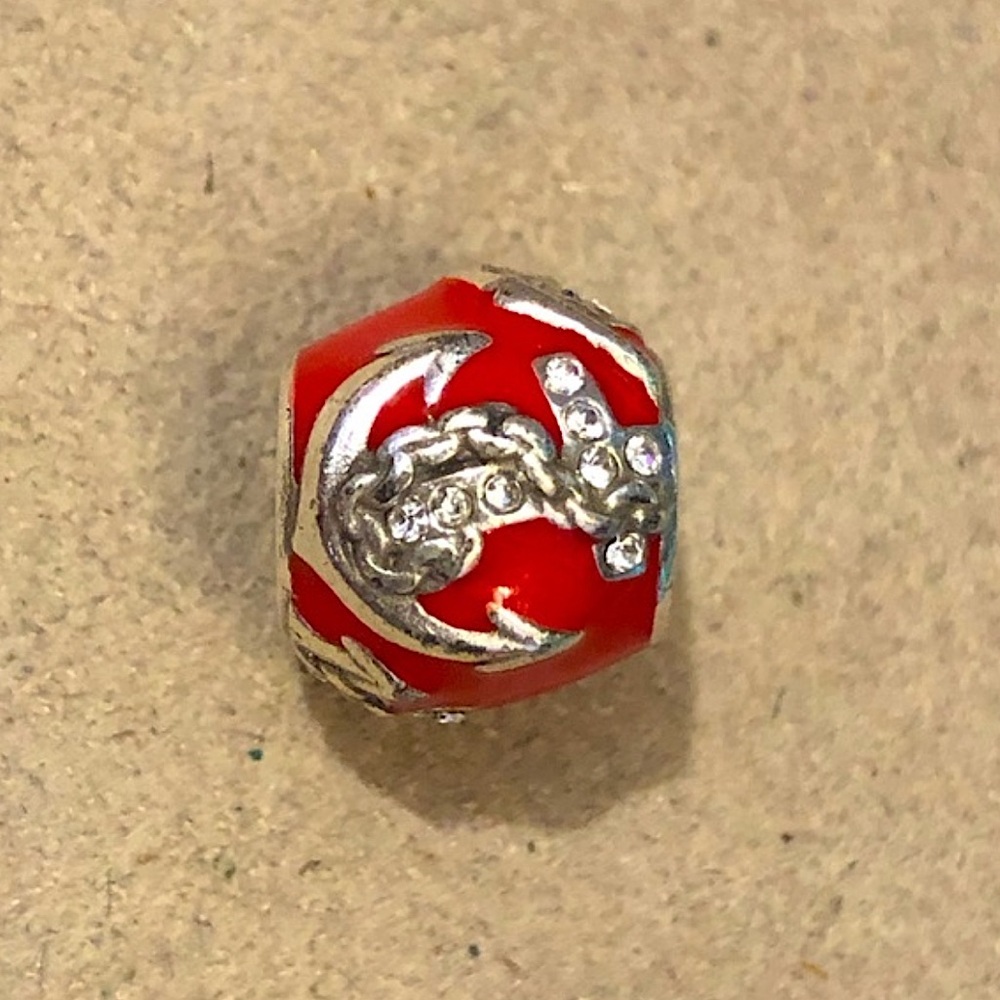 🆕Listing! 🆕 Brighton Anchor Ahoy bead Red enamel with silver & crystals Retired
